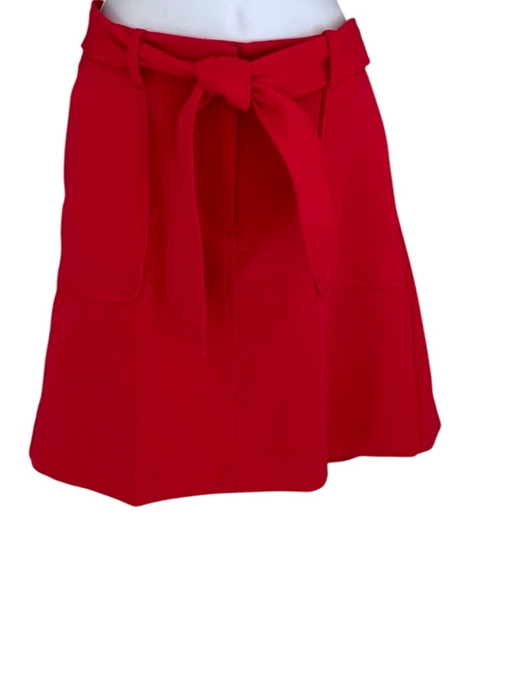 Loft red a-line  mini skirt with bow belt, size 6